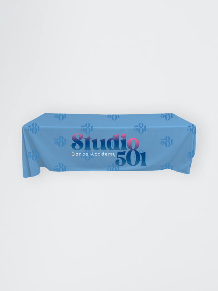 Full-Out Premium Table Cloth - 8' Table, Drape Style, 3 sided, Open Back, Rounded corners Thumbnail