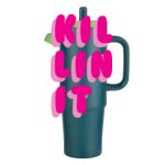 Kentia SS Travel Mug w/Silicone Straw & Charm Holder - 30oz Thumbnail